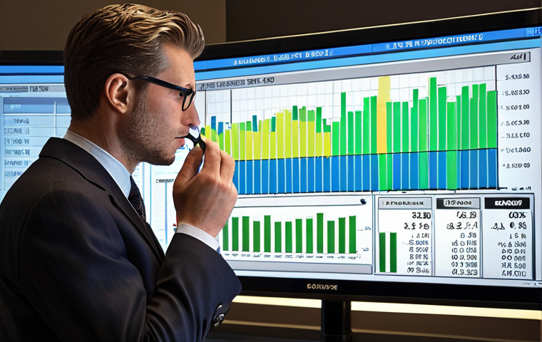 **
A sharply dressed financial professional intensely analyzing a complex stock market graph on a high-resolution screen. The scene should convey competence and a deep understanding of financial ratios like Sharpe ratio, Treynor ratio, and Jensen's alpha. Lighting should be focused and professional, suggesting a high-pressure, data-driven environment.
**