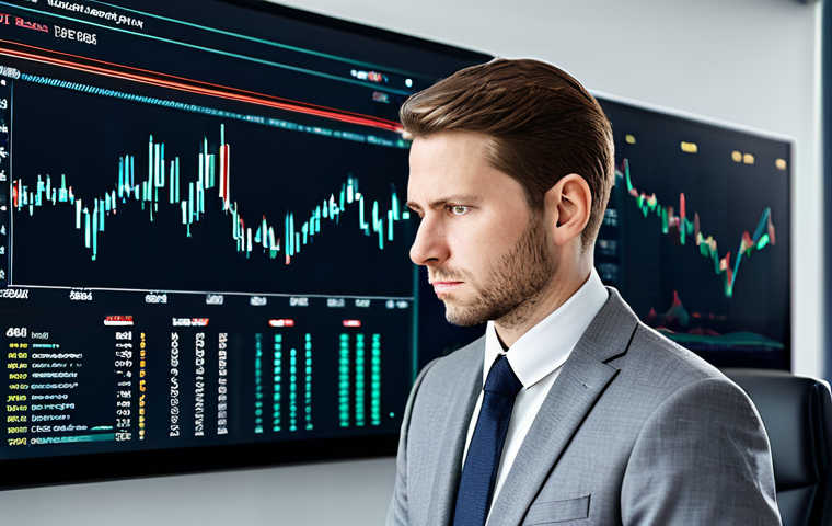 A focused professional in a modest business suit, intently observing digital financial charts and currency exchange rates on large screens within a sleek, modern office. The background features a subtle city skyline, conveying a global financial hub. The subject maintains a natural pose and expressions, reflecting concentration and analysis. Fully clothed, appropriate attire, safe for work, perfect anatomy, correct proportions, well-formed hands, proper finger count, natural body proportions, professional photography, high quality, appropriate content, family-friendly.
