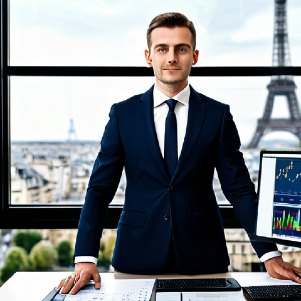**

"A Parisian financial analyst, fully clothed in a stylish business suit, working at a bright, modern desk with multiple monitors displaying stock charts and currency rates. Safe for work, appropriate content, perfect anatomy, correct proportions, natural pose, well-formed hands, proper finger count, natural body proportions, professional, high quality, modest clothing, appropriate attire. Background features a blurred view of the Eiffel Tower through a large window. Family-friendly."

**