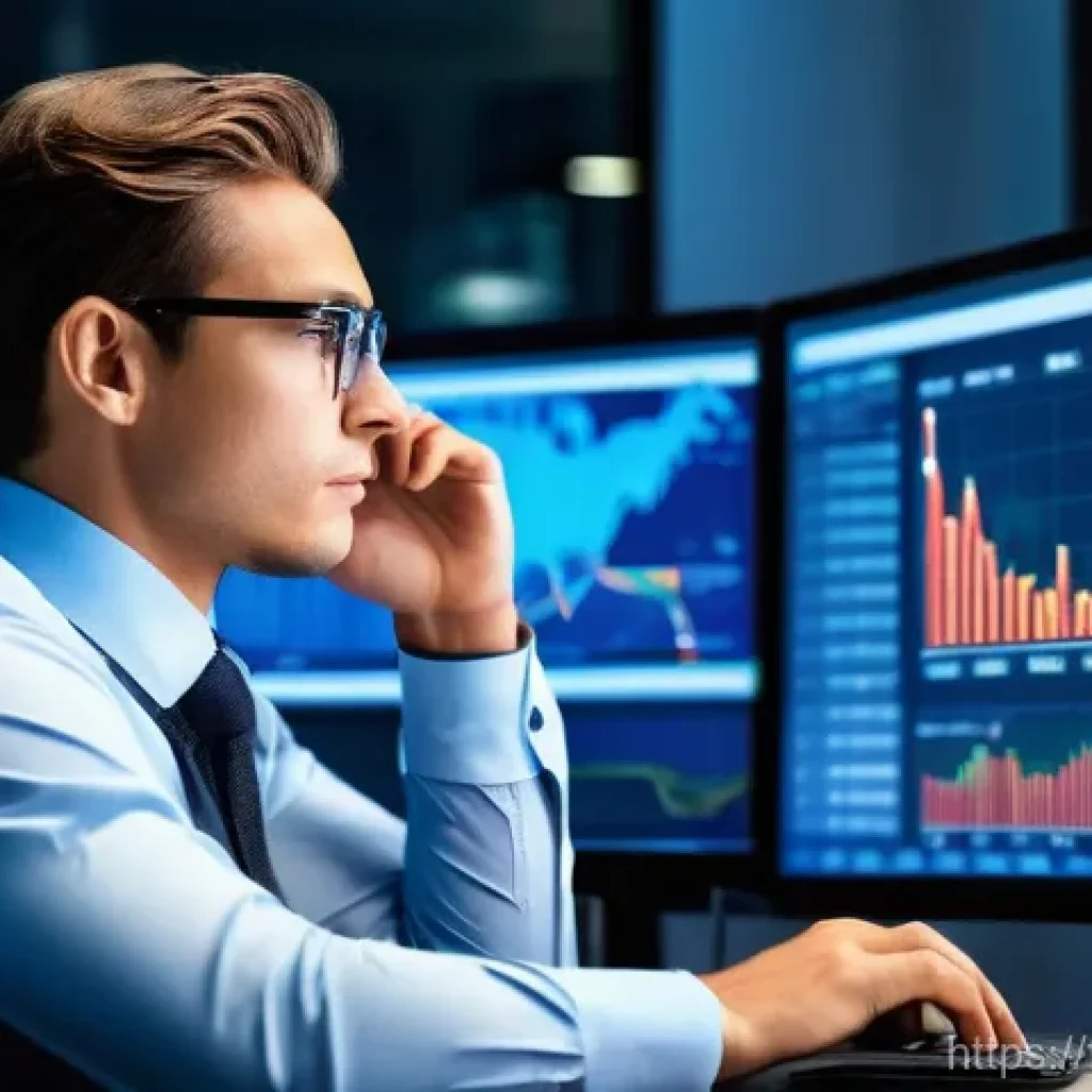 외환관리사 자격증 보유자의 하루 - A focused corporate treasurer, a person of indeterminate gender, in a modern, well-lit office during...