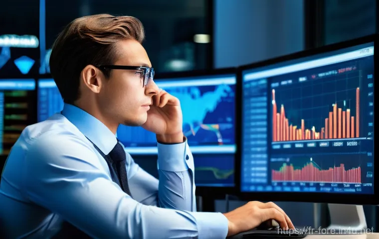 외환관리사 자격증 보유자의 하루 - A focused corporate treasurer, a person of indeterminate gender, in a modern, well-lit office during...