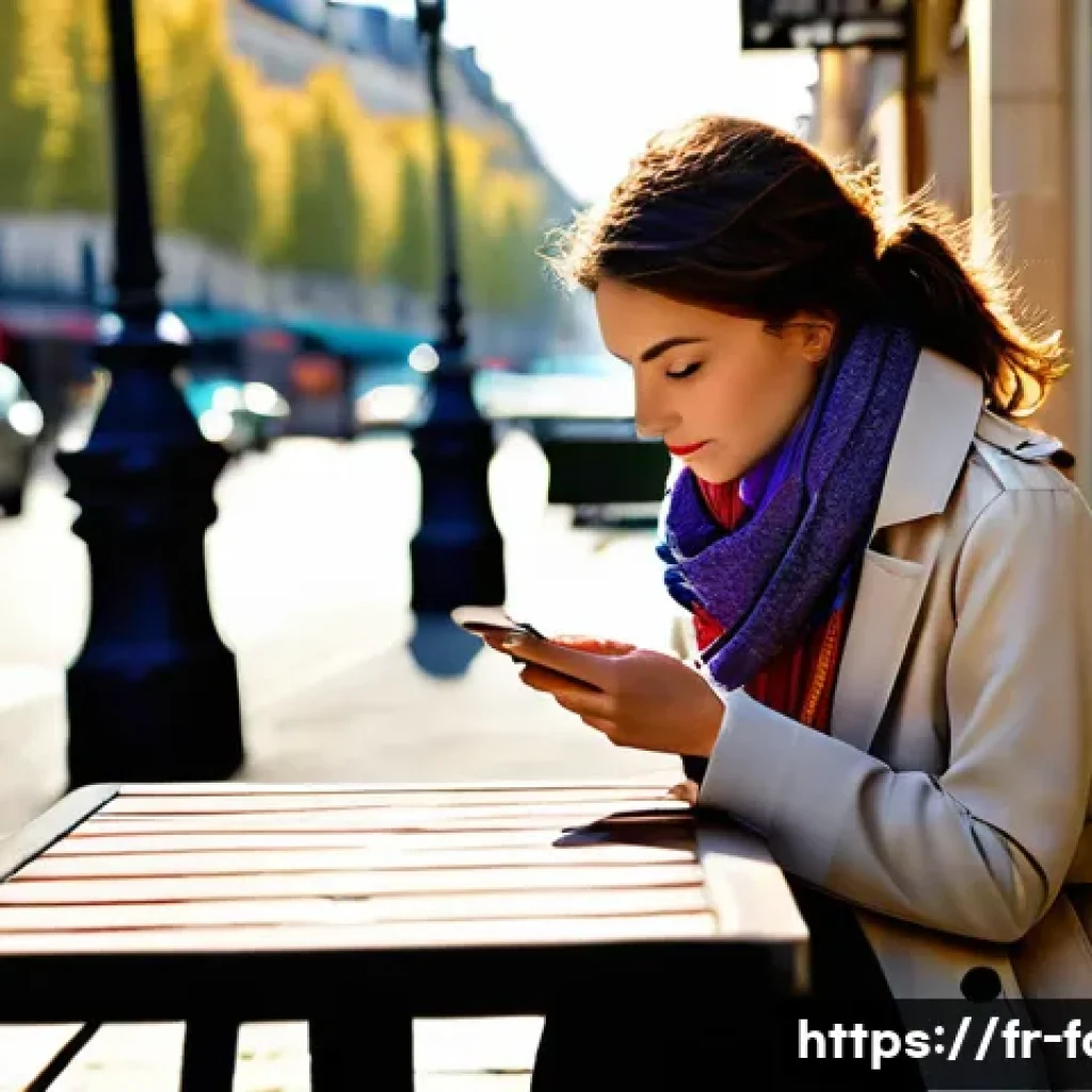 외환관리사와 외환 거래 세금 처리 - A young French woman, dressed in a stylish yet casual outfit including a light trench coat and a col...