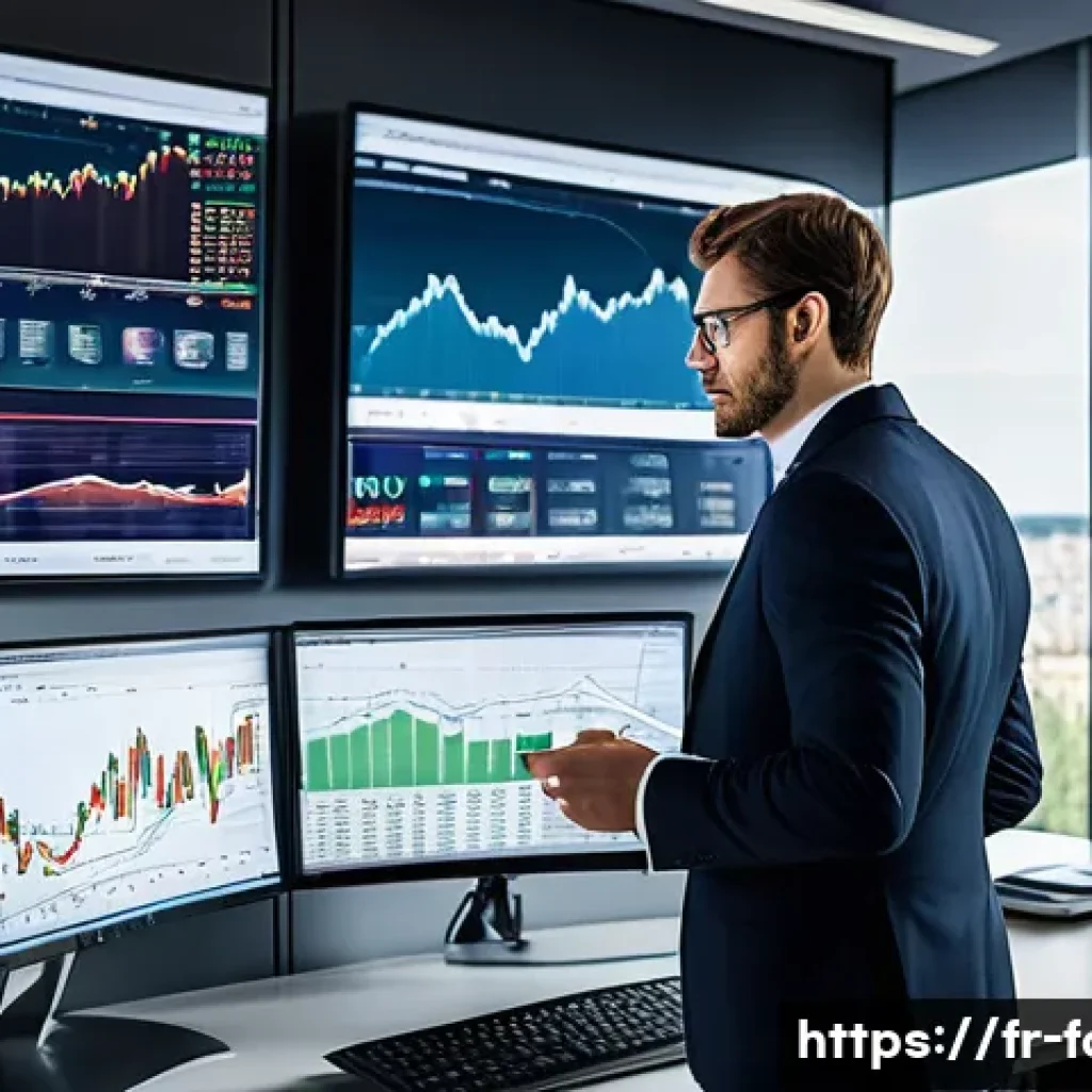 외환관리사와 외환 시장 트렌드 분석 - A sophisticated financial analyst in a modern Parisian office, analyzing dynamic currency exchange c...