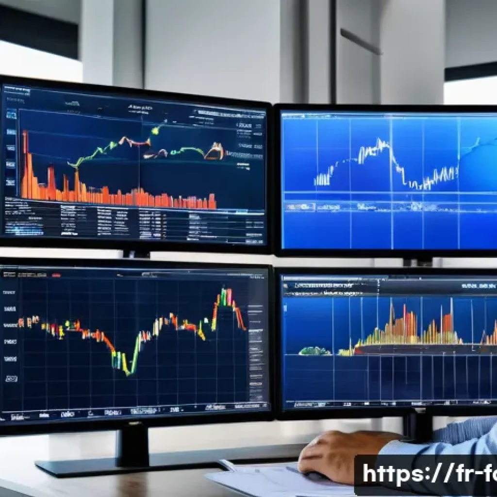 외환관리사와 금융 시장 이슈 - A sophisticated financial analyst’s workspace in Paris, with multiple high-resolution screens displa...