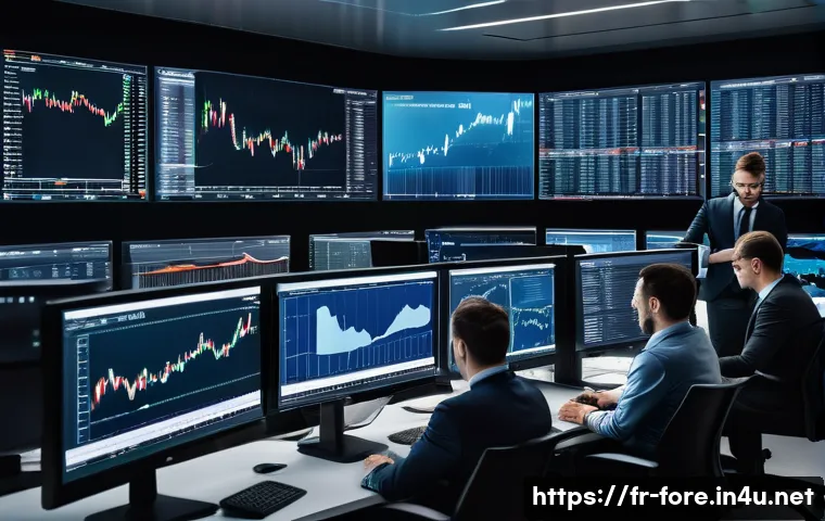 외환관리사와 환율 데이터 분석 사례 - A professional European financial office scene with diverse team members analyzing currency exchange...