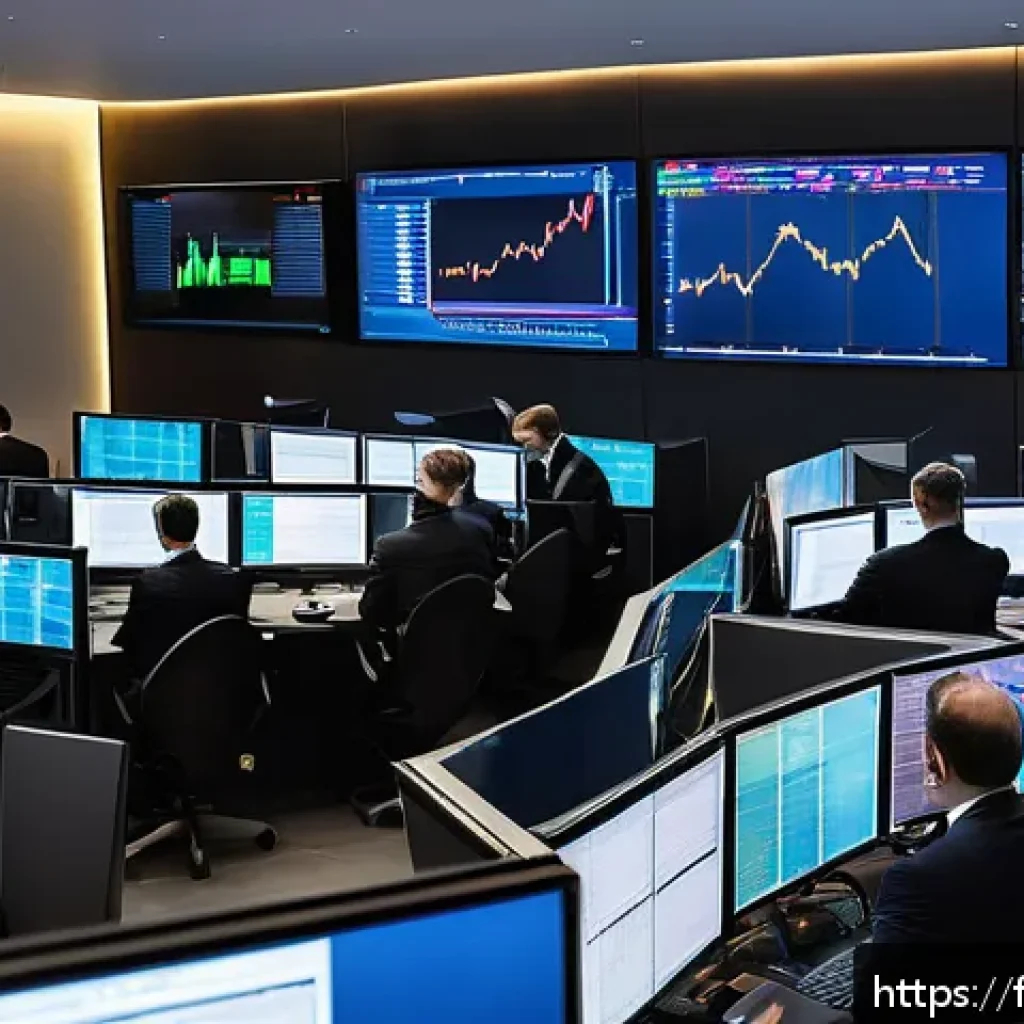 외환관리사 관련 연수 프로그램 - A modern financial trading room in Paris with diverse professionals analyzing multiple large digital...