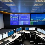 Home 22 외환관리사 중점 과목 완벽 정리 - A sophisticated European financial trading room with multiple large screens displaying Forex charts,...
